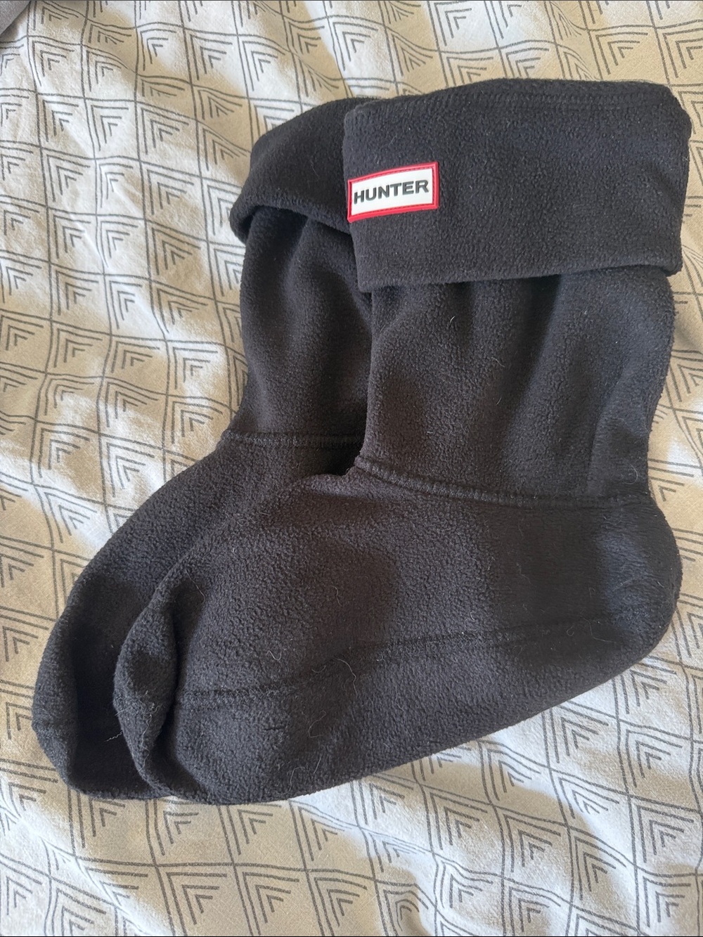 Hunter Black Fleece Boot Socks with logo cuff